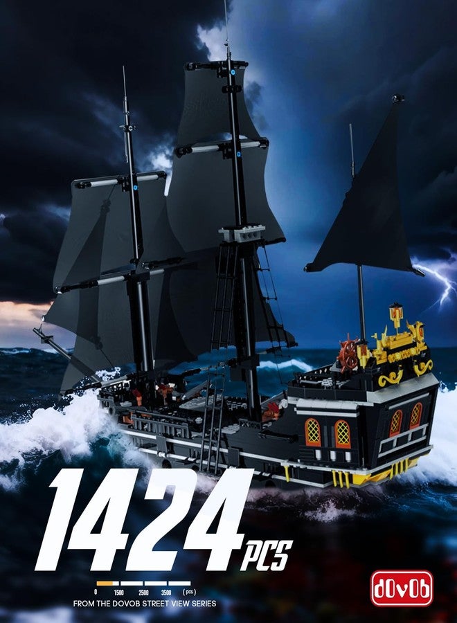 dOvOb Pearl Pirate Ship Mini Blocks Building Set - 1424PCS Construction STEM Black Boat Collection Display Set for Adults and Teen - Image 3
